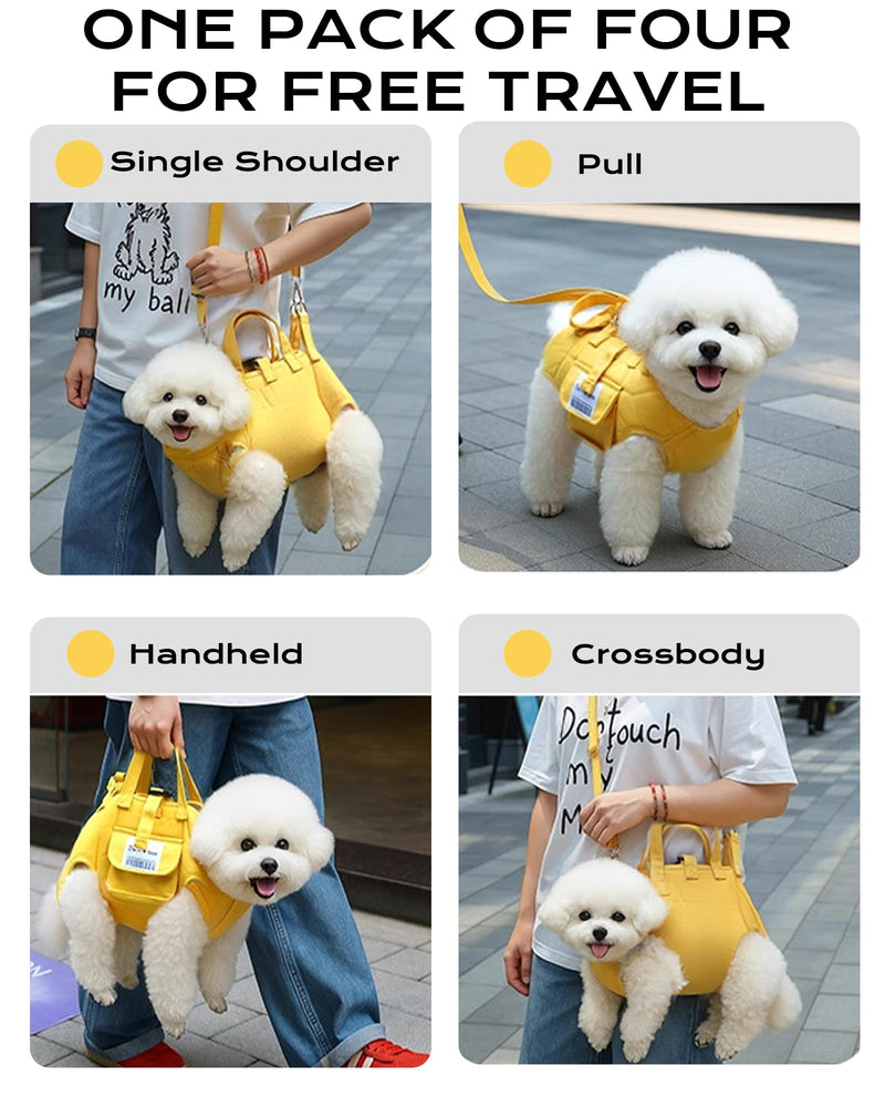 Dog Carry Sling for Small Dogs, Full Body Sling with Handle, Hands Free Shoulder Carrier for Senior Dogs Joint Injuries, Joint Injuries, Up and Down Stairs (Yellow,S, 5.5~8.8 lbs) Yellow-S - PawsPlanet Australia