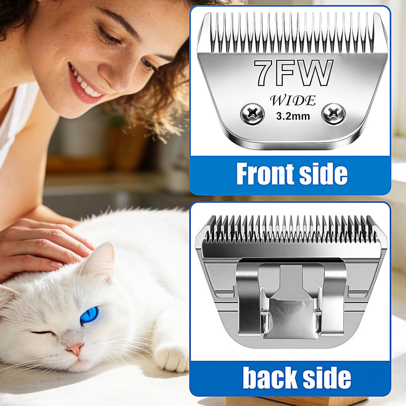 AUDOC 7FW Wide Blade Pet Grooming Clipper Blades for Andis,Oster A5,Wahl km10 Clippers