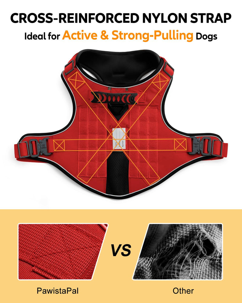 No Pull Reflective Service Dog in Training Vest Harness for Medium Large Dogs, Adjustable Heavy Duty Padded Red Dog Harness, with Front Clip and Metal Buckles Do Not Pet for Training, Hiking Medium (Oversized) Red(Harness and Leash Set) - PawsPlanet Australia