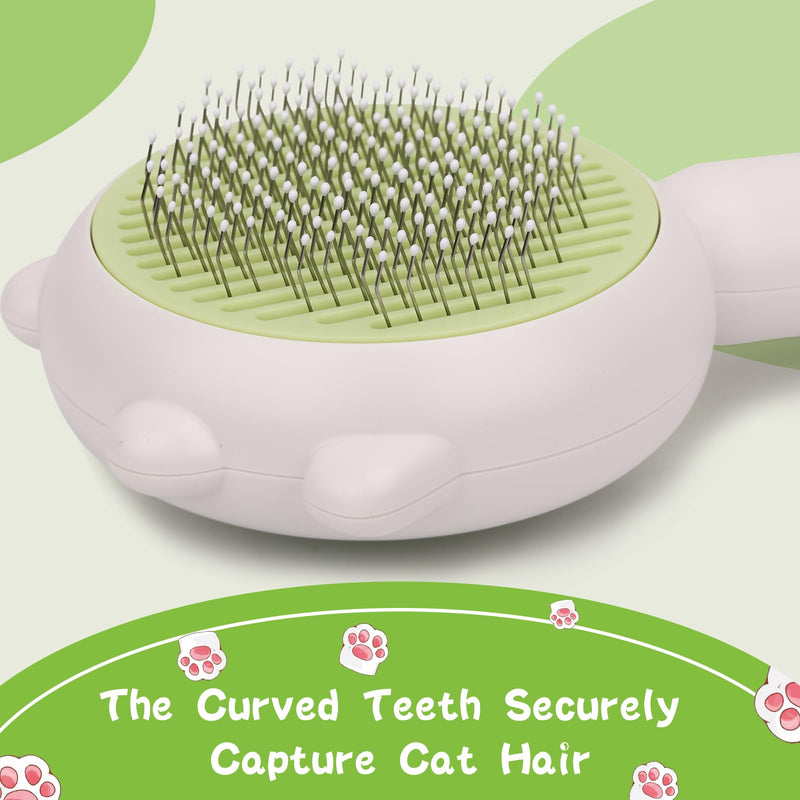Cat Hair Cleaner Brush, Self-Cleaning Pet Brush with Release Button, Circular Cut Hole Nail Clippers for Indoor Cats (Green) Green - PawsPlanet Australia