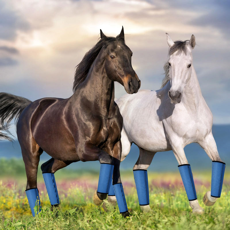 Jexine Set of 8 Mesh Fly Boots for Horse Loose Fitting Non Slip Breathable Horse Fly Leggings Protective Reduces Stress Leg Fatigue Wraps for Preventing Flies Mosquitoes Bite Dark Blue - PawsPlanet Australia