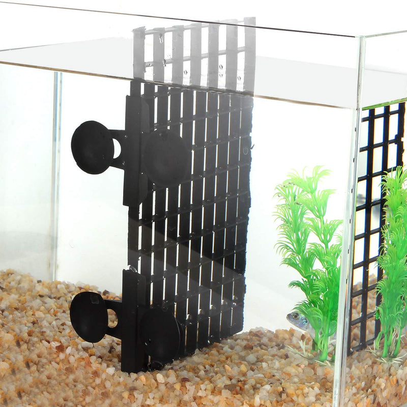 Senzeal 4PCS Aquarium Grid Divider Tray Egg Crate Aquarium Fish Tank Bottom Divider Isolation Board with Sucker Clips (Black) Black