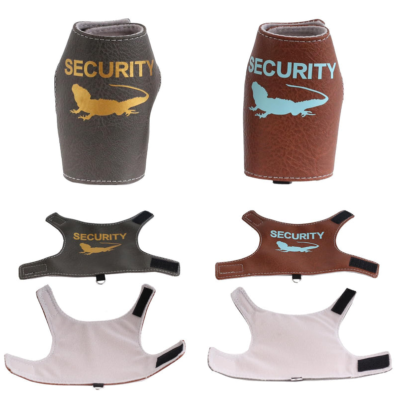 Bearded Dragon Carrier Backpack with Two Security Printing Harness with Leash Sets, Reptile Lizard Travel Bag to Carry and Transport Small Animal Kitten Bunny Guinea Pig to Vet(Brown, PU Leather) Brown - PawsPlanet Australia