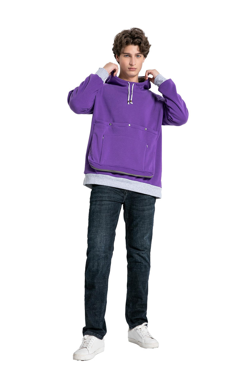 LINYUCHEN Cat Dog Carrier Hoodies – Puppy Kitten Carrying Sweatshirt Large Pet Pocket Pullover Top – Unisex Kangaroo Hoodies X-Large Purple - PawsPlanet Australia