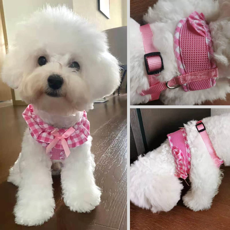 SuperBuddy Upgraded Soft Mesh Dog Harness, Super Breathable Lightweight Pet Harnesses for Puppy Dogs Outdoor Walking, Pink Dog Harness and Dog Leash Set Packing -Medium M (Neck Girth 13";Chest Girth:13"-18.5") Adorable Pink-2 - PawsPlanet Australia