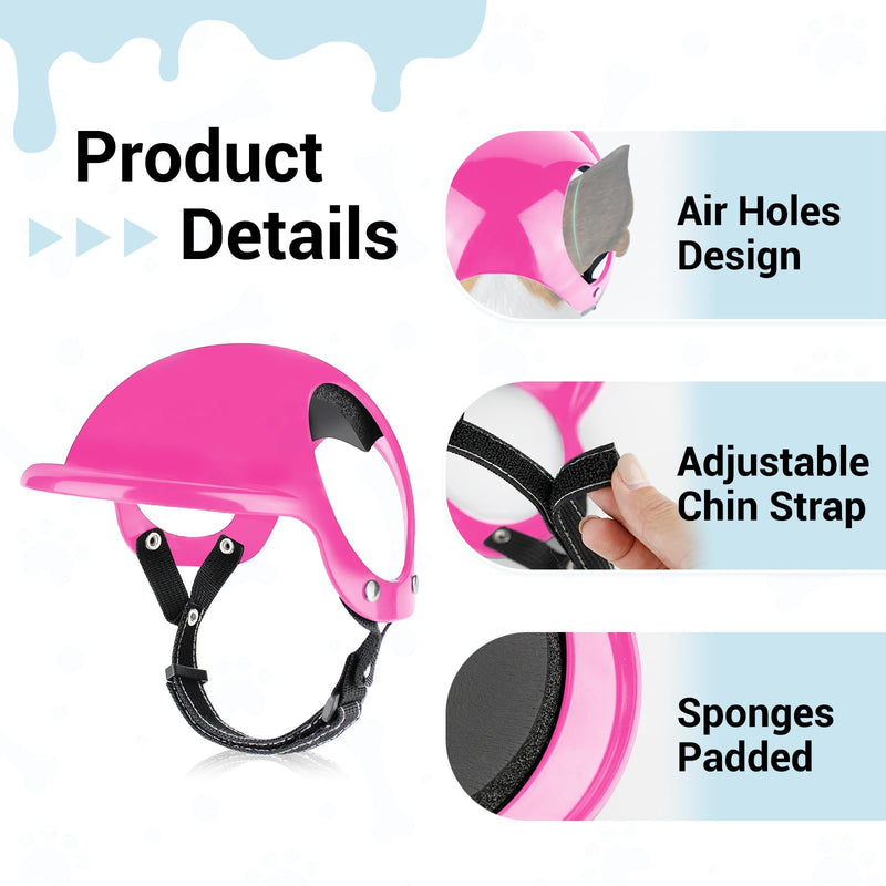 Lesypet Dog Goggles with Helmet for Small Dogs, Anti-UV Wind Protection Pet Sunglasses and Helmet Set Ear Hole Adjustable Strap Outdoor Walking Motorcycling Driving, Pink Pink + Pink - PawsPlanet Australia