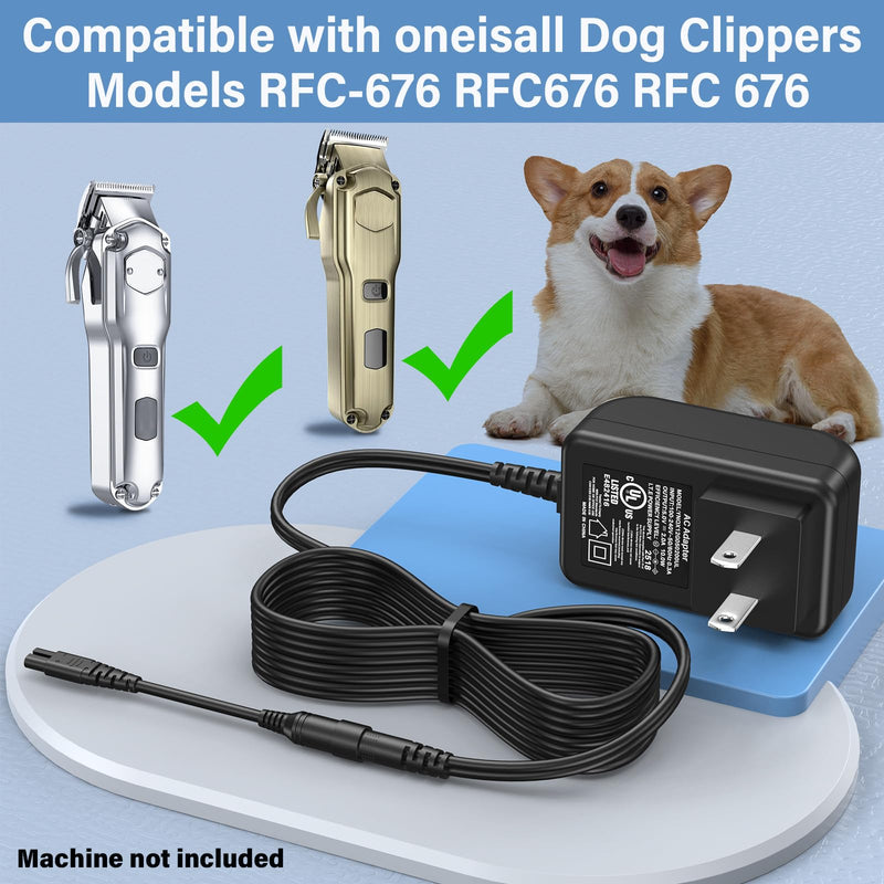 Dog Clipper Charger Power Cord for oneisall Low Noise Dog Clippers Model RFC-676 RFC676 RFC 676 Power Supply AC DC Adapter for oneisall Rechargeable Stainless Pet Shaver Charging Plug Cable - PawsPlanet Australia