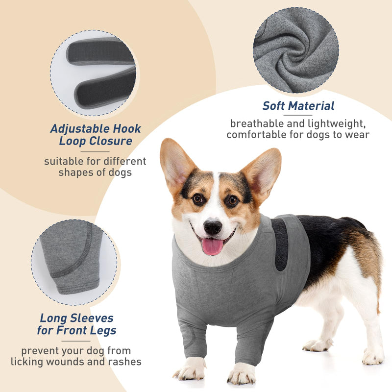 IECOii Dog Surgery Recovery Suit,Dog Recovery Sleeve Front Leg,Dogs Leg Surgical Recovery Suits,Dogs Legs Wound Joint Protector to Prevent Bite Licking,DogElbow Protector,Soft DogMedical Suit,Grey,L L(Chest Girth:21.26"-24.41") Grey