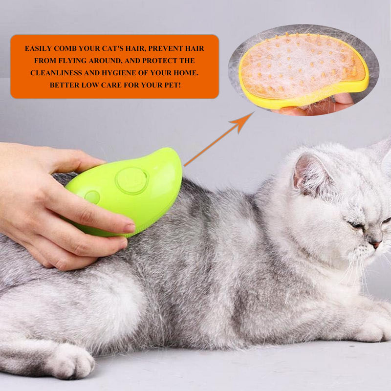 Cat Steam Brush, 3 in 1 Steamy Cat Brush for Shedding, Rechargeable Spritz Defur Comb for Cats Dogs, Pet Hair Comb for Removing Tangled and Loose Hair - PawsPlanet Australia