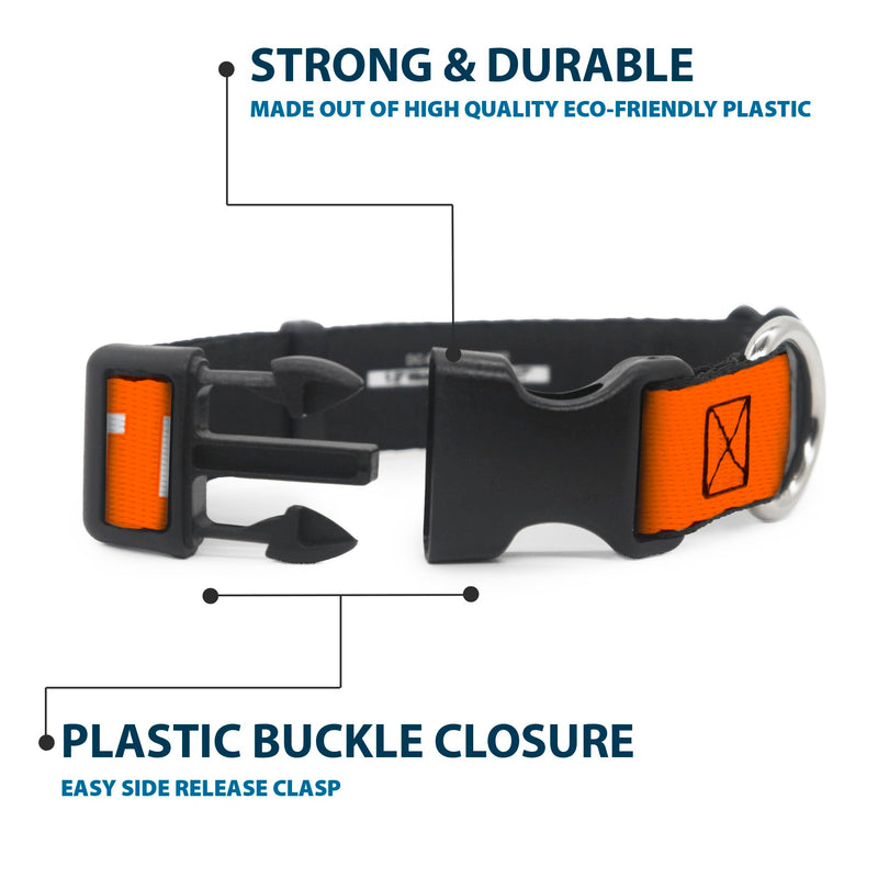 Buckle-Down Dog Collar Plastic Clip Pet Quote Do Not Pet Orange White 15 to 26 Inches 1.0 Inch Wide 1" Wide - Fits 15-24" Neck - Large