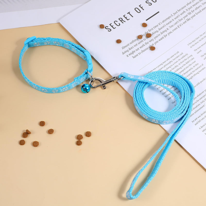 Giantree 3 Pcs Dog Collar and Leash Set, Nylon Puppy Collar and Leash Set, Puppy Collars with Bell Paw Print, Quick Release Buckle Adjustable Training Rope for Small Dogs Pet Cat Kitten - PawsPlanet Australia