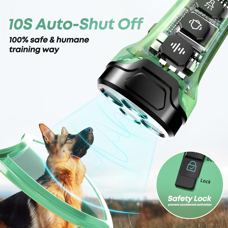 Dog Bark Deterrent Devices - Humane & Effective Training Dog, Stop No More Barking with 3X Ultrasonic Emitters (Light Green)