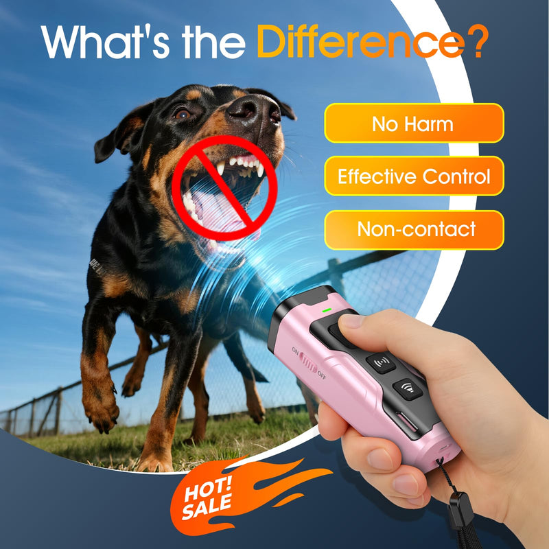 Dog Bark Deterrent Devices, Ultrasonic Anti Barking Device for Dogs, Stopping Own or Neighbor's Dog Barking,Portable Dog Training Device, Safe & Effective for Indoor & Outdoor Use, Pink - PawsPlanet Australia