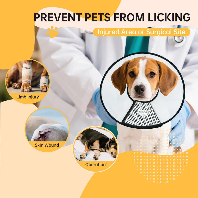 Dog Cone Collar for Surgery Recovery, Adjustable Soft Elizabethan Collar, Anti-Lick Protective Neck E-Collar for Dogs L X