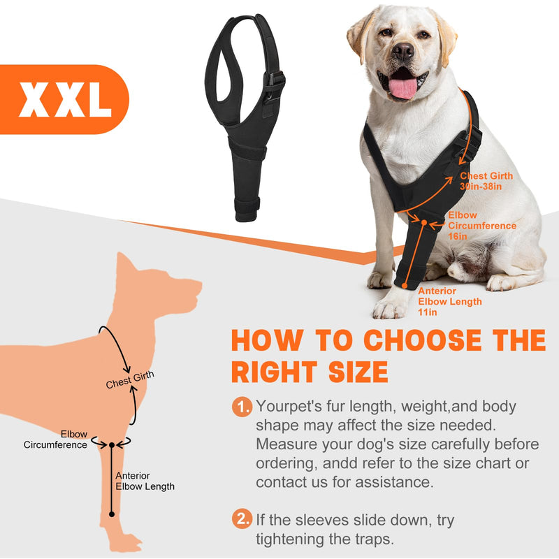 Dog Elbow Protector Brace Sleeve for Arthritis Pressure Sores Dysplasia Calluses– Breathable Adjustable Dog Front Leg Sleeve Anti-Licking for Post-Surgery Care Recovery(Left Leg, XXL)