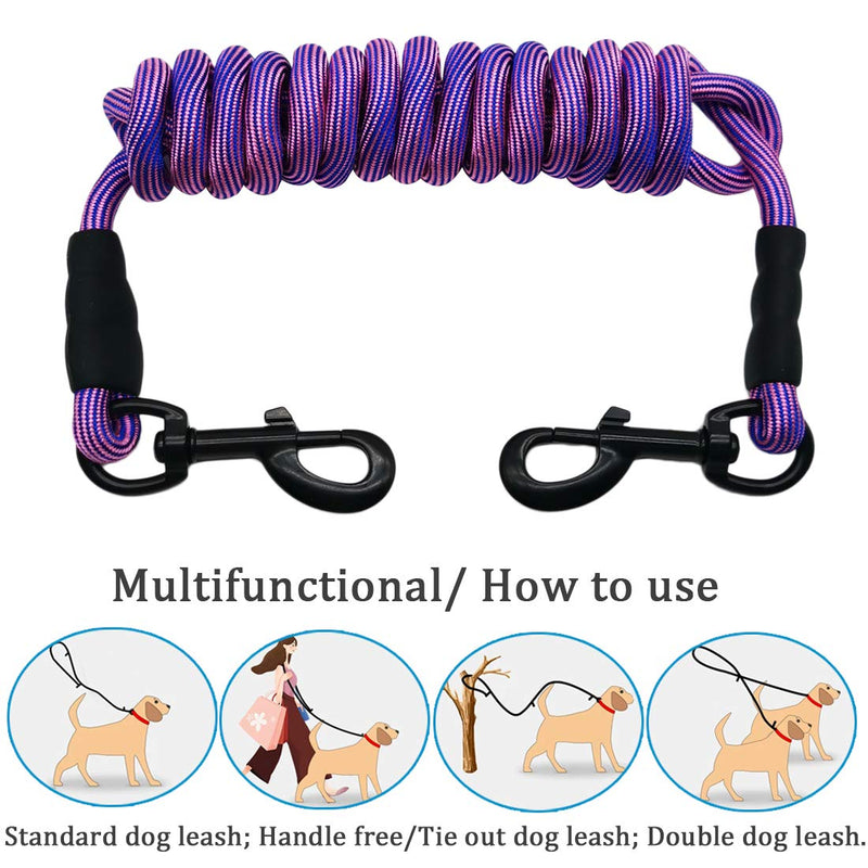 MayPaw 8FT/10FT Dog Tie Out/Check Cord, Heavy Duty Nylon Rope Training Leash, 3/8-Inch Thick Dog Tether for Strong Small Medium Large Dogs Indoor or Outdoor Walking, Camping, Hiking, Playing 3/8 in x 10ft pink blue - PawsPlanet Australia