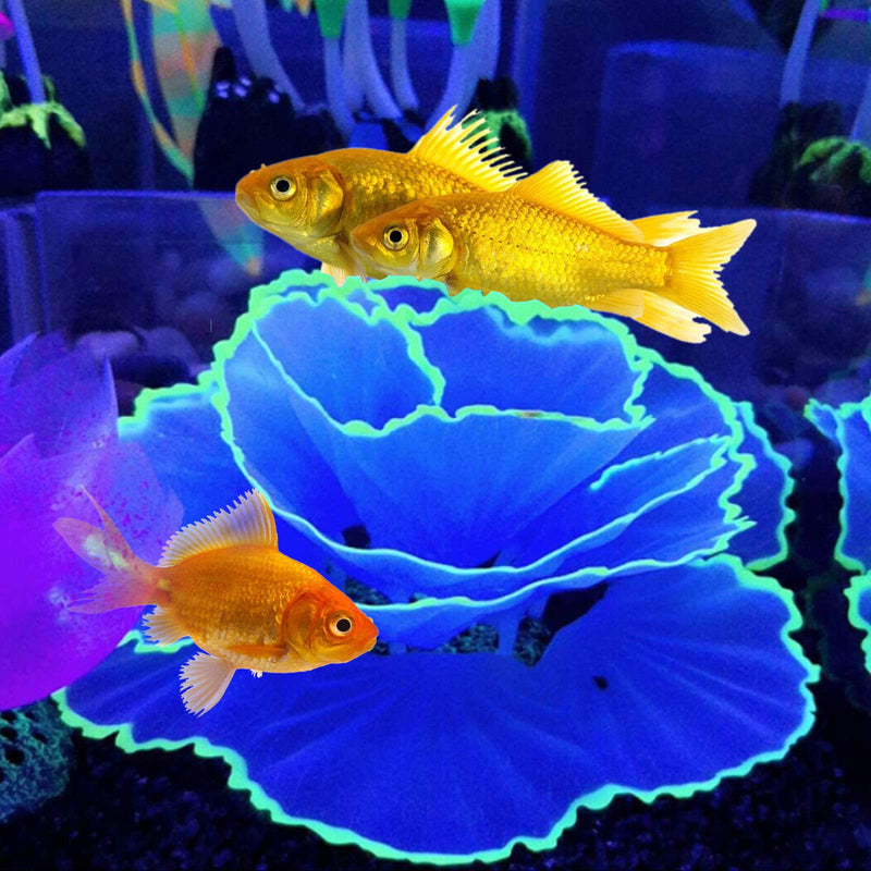 Artificial Coral Ornament Glowing Effect Resin Aquarium Plants Coral Aquarium Fish Tank Decorations(Blue) Blue