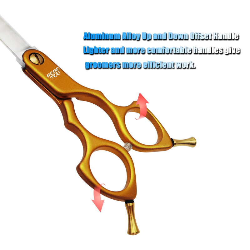 6.5'' Small Curved Dog Grooming Scissors Gold Professional Trimming Shears with Ultra-Lightweight Offset Handle 440C Stainless Steel Pet Scissors for Face and Paws Gold Curved - PawsPlanet Australia