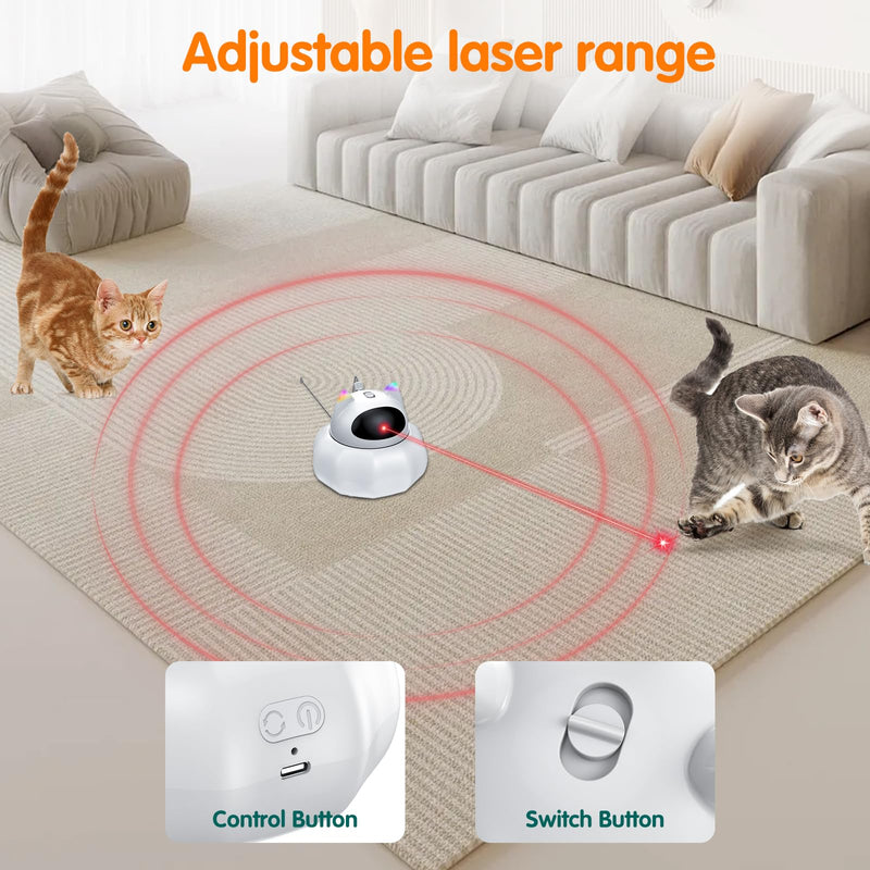 Cat Laser Toy Automatic, 4-in-1 Interactive Cat Toys for Indoor Cats, Hide and Seek Kitten Wand Toy, USB Rechargeable Electronic Kitten Toys with Moving Feather, Cover for Bored Cats All Breeds Blue Cover - PawsPlanet Australia