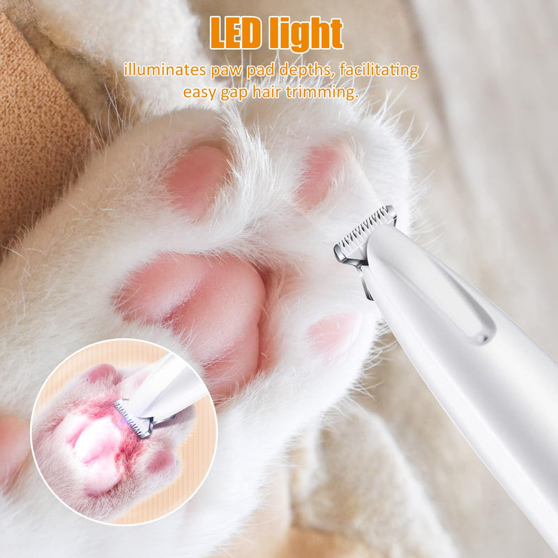 Dog Paw Trimmer with LED, Paw Trimmer for Dogs, Dog Grooming Kit, Dog Hair Trimmer, Dog Clippers with Double Blades, Low Noise, Waterproof, Rechargeable, for Paws, Ears, Face, Rump - PawsPlanet Australia