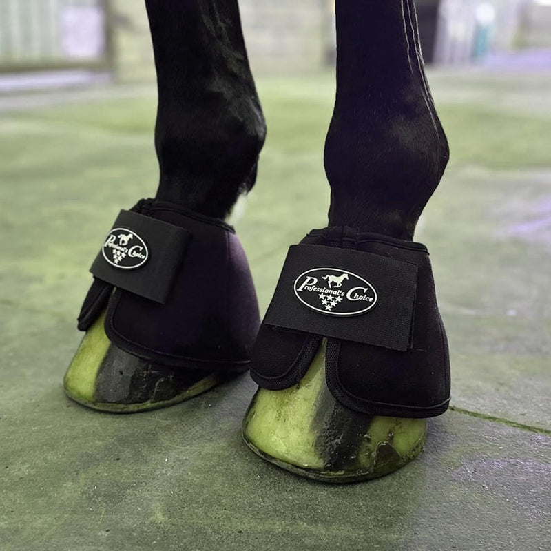 Professional's Choice Ice Bell Horse Boots - Equine Cold Therapy Neoprene Hoof Wraps with Flexible Gel Pockets, Black, Pair Large