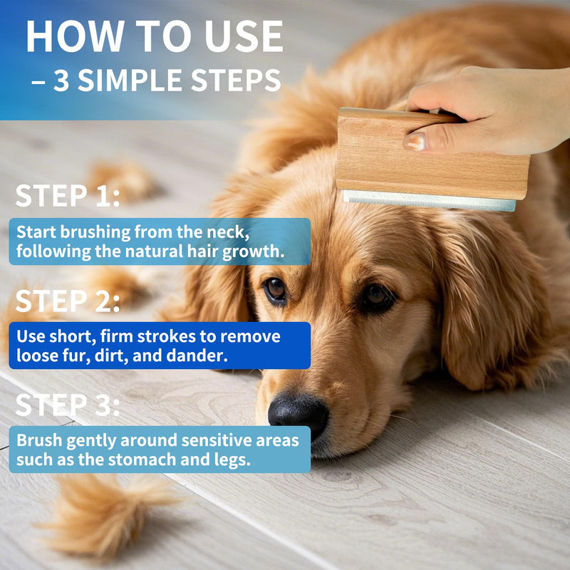Deshedding Dog Brush – Grooming Tool for Shedding Control – Compact 13.5cm Stainless Steel Undercoat Remover for Short & Long Haired Dogs – Portable Pet Hair Tool - PawsPlanet Australia