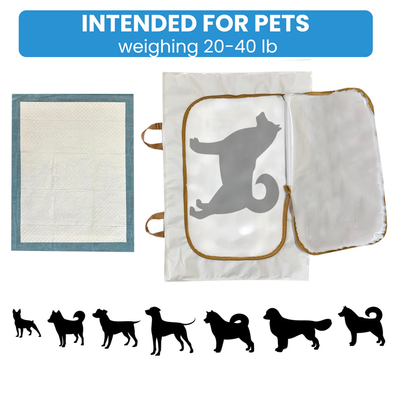 Pet Body Bag for Burial. Suitable for 20-40lb Dogs, Cats, Rabbits, Ferrets, Absorbent Underpad, 4 Handles, Zipper. Medium - PawsPlanet Australia