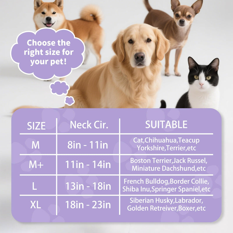 Inflatable Recovery Dog Cone Collar for Large Medium Dogs After Surgery, Soft Dog Donut Collar Adjustable Recovery Bone for Pets, Prevent from Biting & Scratching (Pink, M+) Pink M+