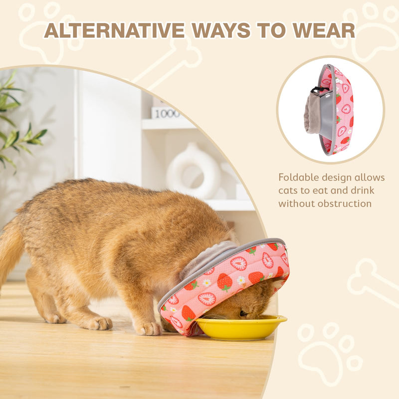 Avont Foldable Cat Cone Collar Soft to Stop Licking Bundle with Cat Recovery Suit After Surgery -M
