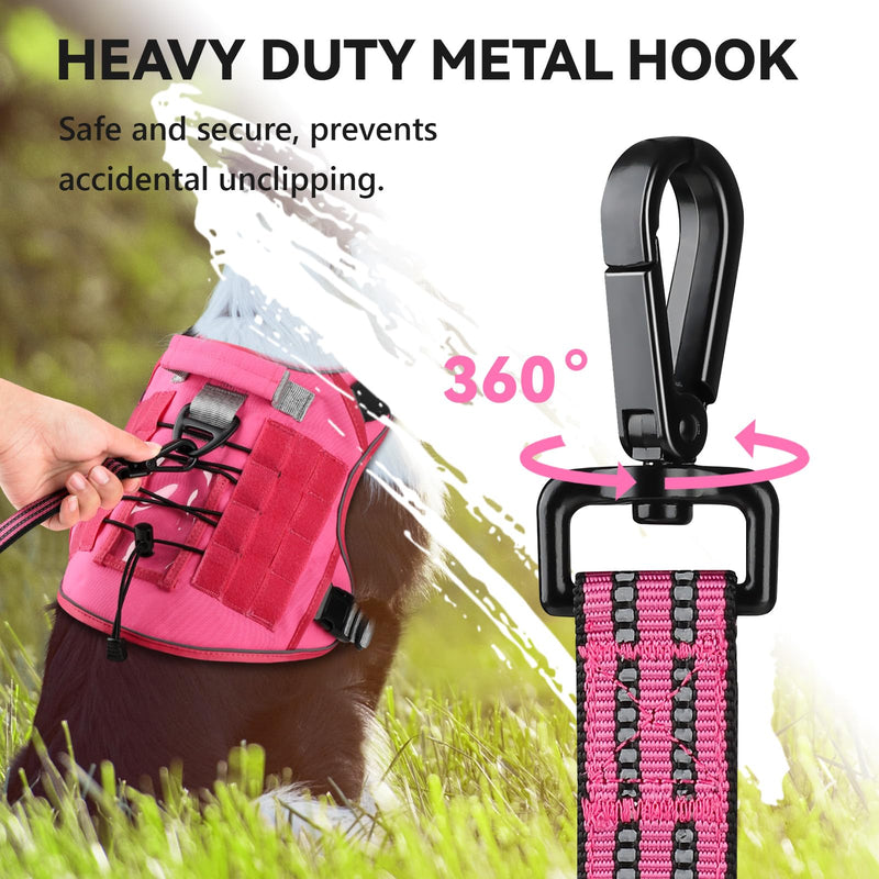 WINGOIN Heavy Duty Dog Leash for Large Medium Small Dogs, Reflective Tactical Dog Training Leash with Double Handles, Poop Bag Holder, Safety Buckle, 6FT Long Lead for Dogs Walking, Running, Pink - PawsPlanet Australia