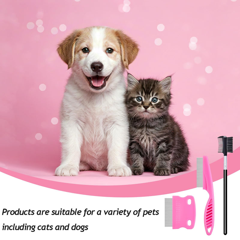 6Pcs Pet Combs for Remove Knots, Fluff and Dirt Dog Eye Comb for Removing Eye Mucus and Crust Dog Flea Fine Combs for Grooming Matting(Pink) Pink