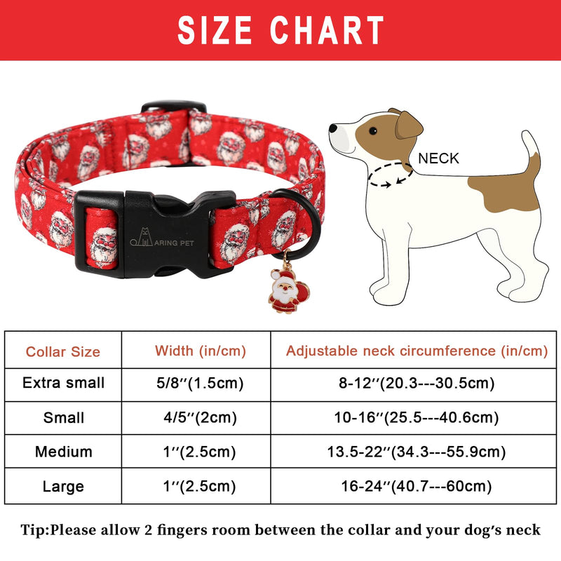 ARING PET Christmas Dog Collar, Cute Red Santa Claus Christmas Pet Collars with Quick Release Buckle for Small Medium Large Girl&Boy Dogs-XS