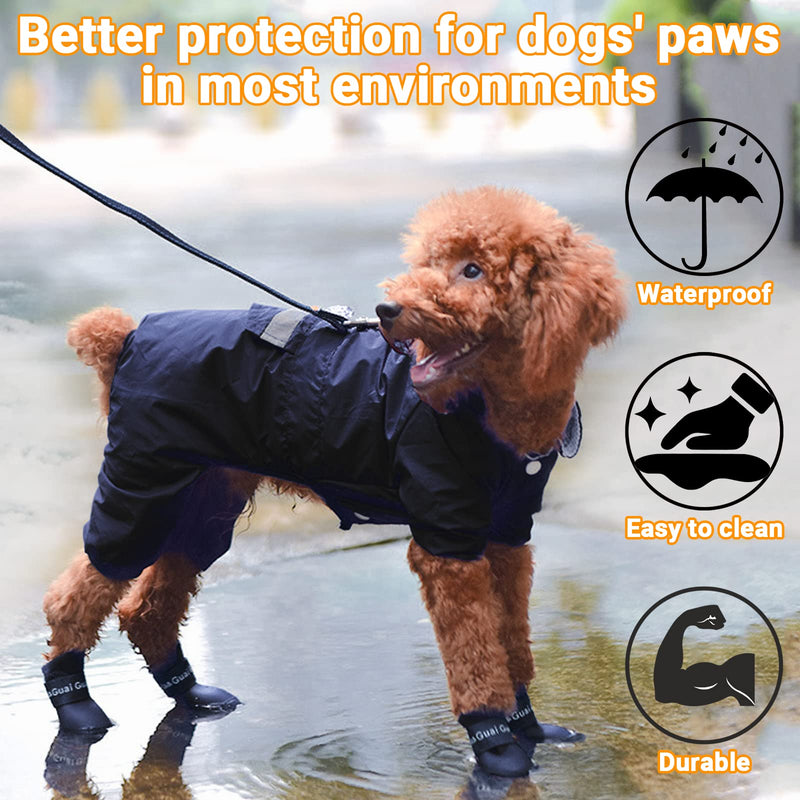 Cute Little Pet Dog Puppy Rain Snow Boots Shoes Booties Candy Colors Rubber Waterproof Anti-Slip (Black, XX-Large) XXL: 2.8''x 3.5''(W*L) Black