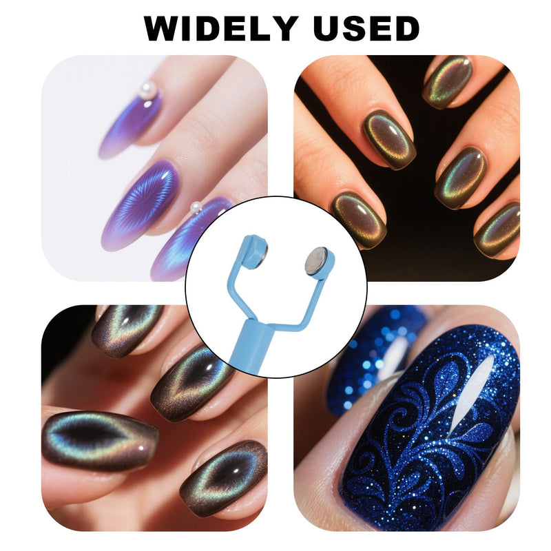 3-in-1 Cat Eye Magnet for Nails, High and low Y-Shaped Double Head Nail Magnet Manicure Design Cat Eye Magnetic Tool Fingernail Art Accessories for Cateye Gel Polish DIY Salon Studio (Blue) Blue - PawsPlanet Australia