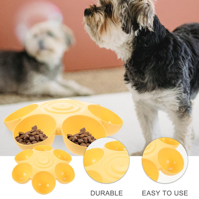 UKCOCO Multipurpose Pet Feeding Bowl 14-Inch Flower Shape Multi Cat Feeder Dog Treats Dispenser Easy to Clean Food Water Dish Yellow - PawsPlanet Australia