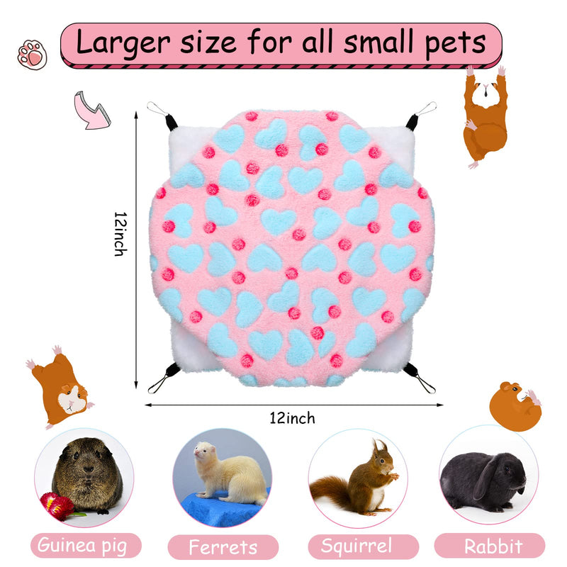 2 Pieces Rat Hammock and Guinea Pigs Soft Blankets Set Ferret Hanging Hammock Small Animal Hammock Guinea Pig Accessories Hamster Mats for Rat Ferret Guinea Pig Squirrel Small Pet(Pink)