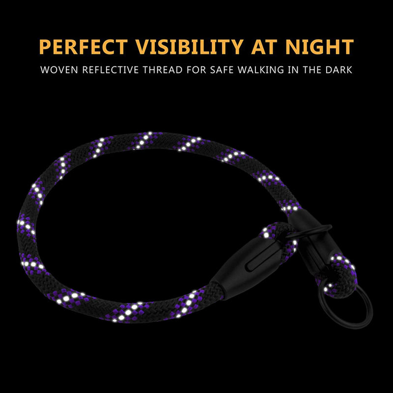 BronzeDog Rope Pro Training Dog Collar Braided No Pull Quick Release Round Lead Collars for Dogs Small Medium Large Puppy (XL - 23.6" Long, Purple) XL - 23.6" Long - PawsPlanet Australia