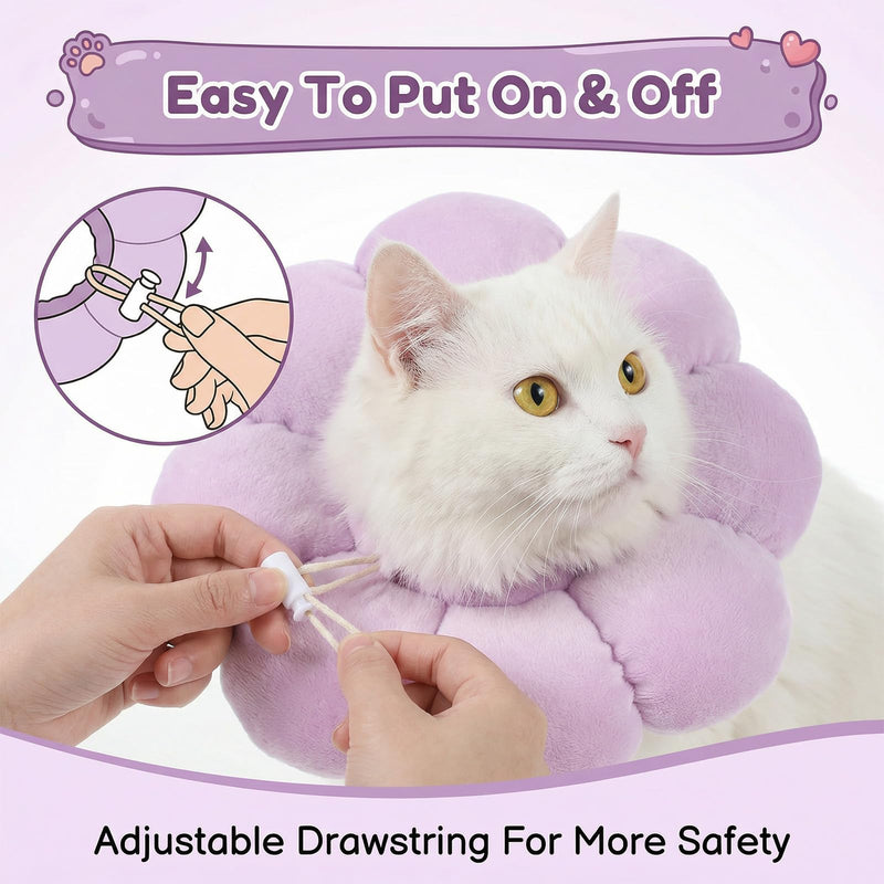 Cat Cone Collar, Adjustable Cat Recovery Collar, Cute Waterproof Cats Recovery Collars Soft Lightweight Cone Collars for Cats After Surgery