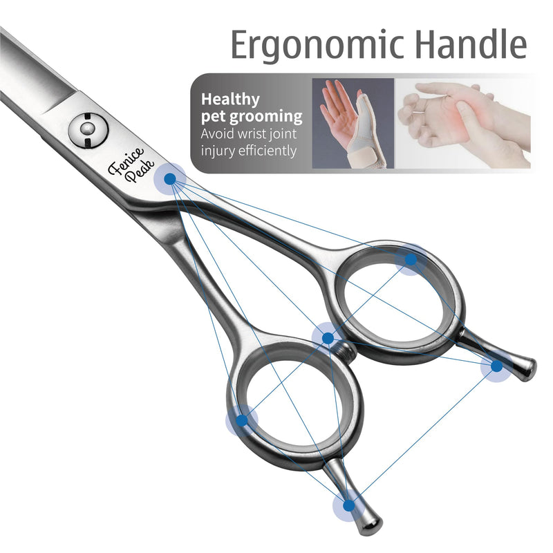 Fenice Peak 3pcs Dog Grooming Scissors Set Straight Thinning Curved Shears Stainless Steel Shears for Pet Grooming Sharp and Durable with Case Suitable for home users and Professional Groomer 6.5‘’thin+7.0‘’cut+7.0‘’curved - PawsPlanet Australia