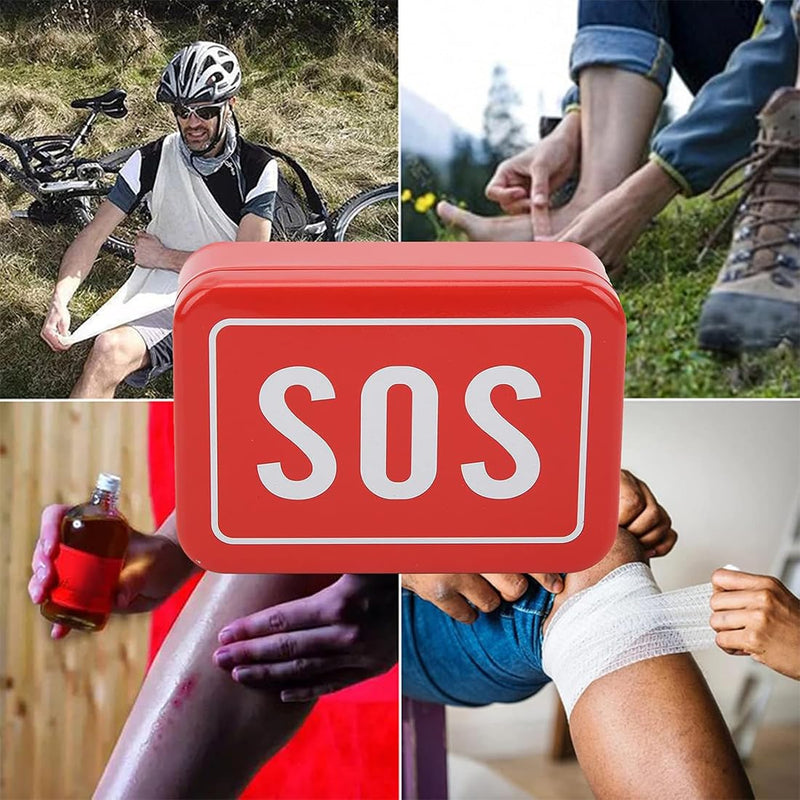 Pack of 2 Multifunctional SOS Survival Box Metal Emergency Box for Camping Hiking and Travel for Storage of Medicine and Survival Equipment