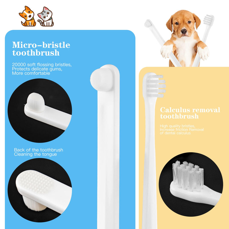 Dog Toothbrush Brushing Kit, Cat Tooth brushing Kit, Suitable for All Cats and Dogs Dental Care. White, Soft Bristles, Pet Toothbrush Kit Meets All Cleaning Needs, Multi-Functional Dental Cleaning - PawsPlanet Australia