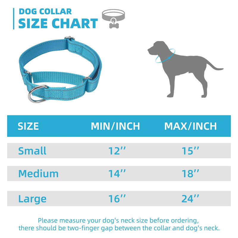 SGODA Martingale Dog Collar, Reflective Nylon Padded Dog Training Collars for Medium Dogs, Pink M Medium(Neck: 14"-18") - PawsPlanet Australia