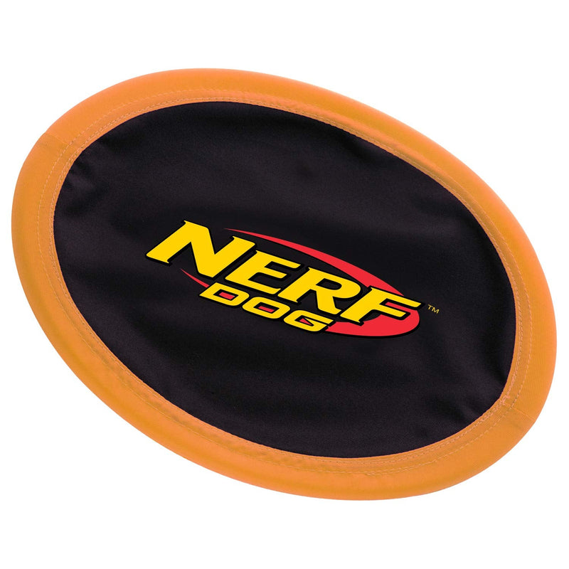 Nerf Dog Zone Flyer Dog Toy, Flying Disc, Lightweight, Durable and Water Resistant, Great for Beach and Pool, 10.5 inch diameter, for Medium/Large Breeds, Single Unit, Orange/Black - PawsPlanet Australia