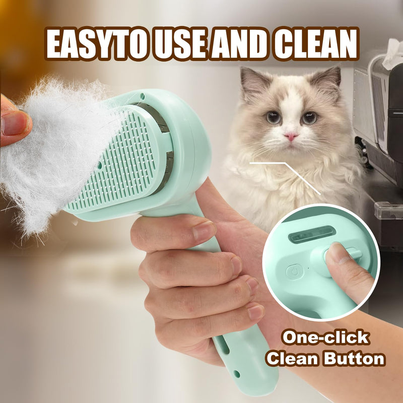 3-in-1 Pet Steam Brush, Grooming Comb with Water Tank for Cats and Dogs, Long and Short Hair (Green) Green - PawsPlanet Australia