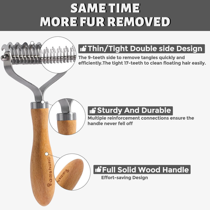 Dematting & Deshedding Comb for Dogs,Cats - Professional Grooming Brushes Undercoat Rake-Reduce Shedding and Remove Knots,Mats and Loose Undercoat