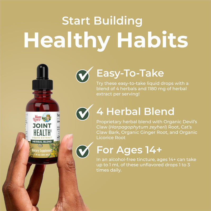 MaryRuth Organics Joint Health Liquid Extract | Four Herbal Blend Liquid Drops | Ginger Root | Licorice Root | Cats Claw | Devils Claw | Vegan | Non GMO | Alcohol Free Tincture | 30 Servings - PawsPlanet Australia
