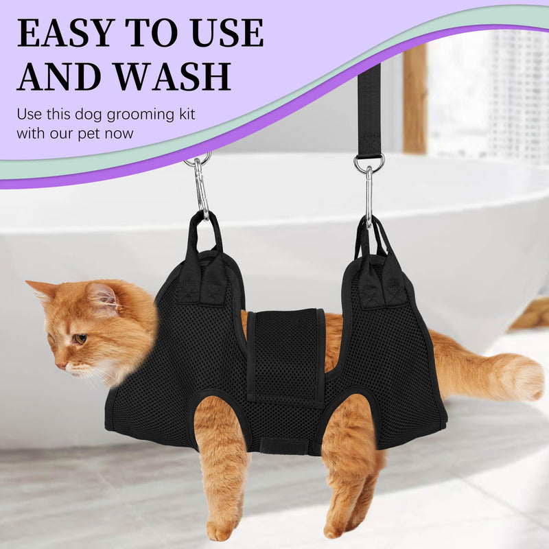 PatiencET Cat Grooming Hammock Pet Hammock Cat Nail Clipper Hammock for Nail Trimming Dog Sling for Nail Clipping Dog Hanging Harness (Black XS) Black