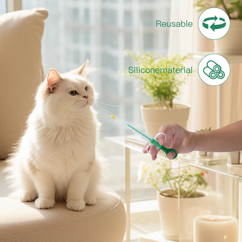 Pack of 2 Cat Pill Dispenser, Pill Dispenser for Cats, Medication Feeder Pet Pusher Shooter Pills Feeder Pet Medicine Syringe Dogs Pet Feeders for Cats Dogs Small Animal (Green) Green