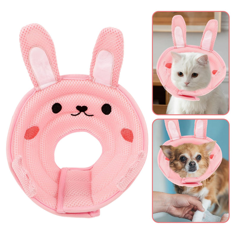 VICASKY Cat Recovery Collar with Bunny Ears, Breathable Polyester, Soft Anti-Leak Neck Protection for Cats After Surgery, Lightweight Pet Conical Collar for Cat Supplies