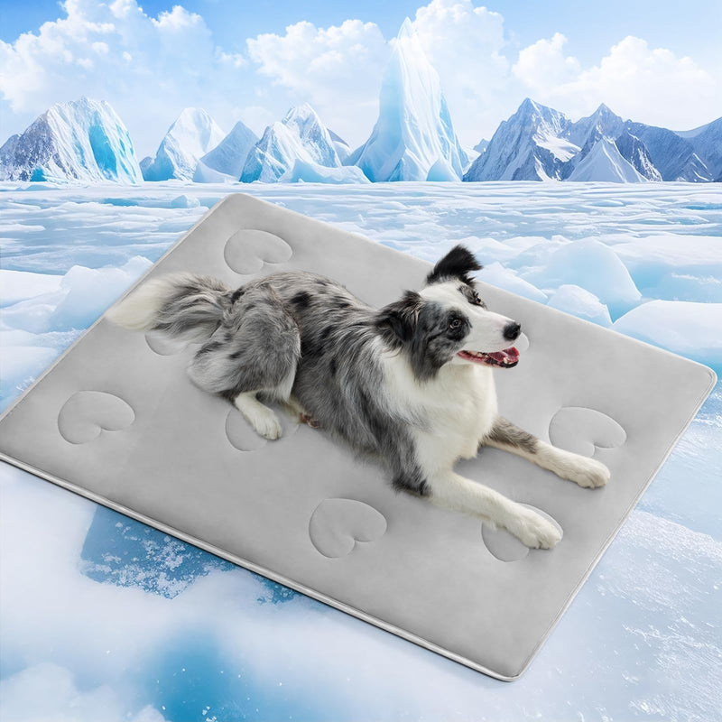 Cooling Blanket for Dogs, Lightweight & Durable Dog Cooling Mat, Q-MAX>0.45 Soft Breathable Pets Comforter for Couch, Bed & Car Essential - Light Grey 40x50 Inches 40''x50'' - PawsPlanet Australia
